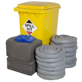 Kit de Confinement de Déversement 360 Litres avec Poubelle à Roulettes