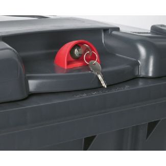 Serrure pour poubelle à roulettes