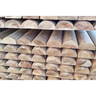 Rails de clôture en bois tanalisé demi-ronds de 3,6 m traités sous pression