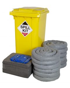 Kit de Confinement de Déversement 240 Litres avec Poubelle à Roulettes