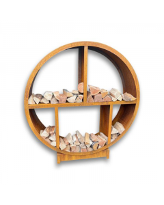 Rangement pour bûches en acier Corten - Rond