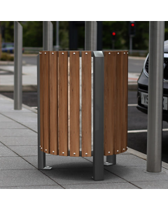 Bac à déchets en bois dur à ouverture supérieure