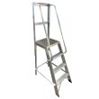 Aluminium Machine Single Sided Stepladder with double handrail.