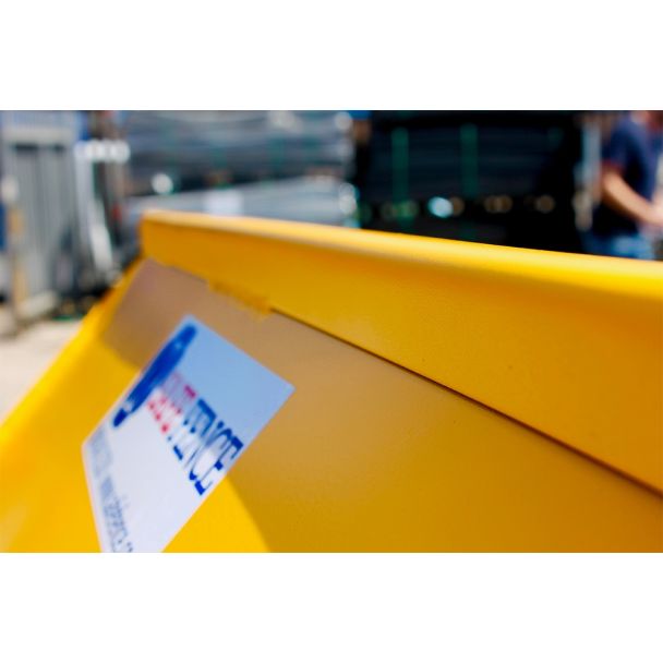 Seam of Yellow Forklift Tipping Skip