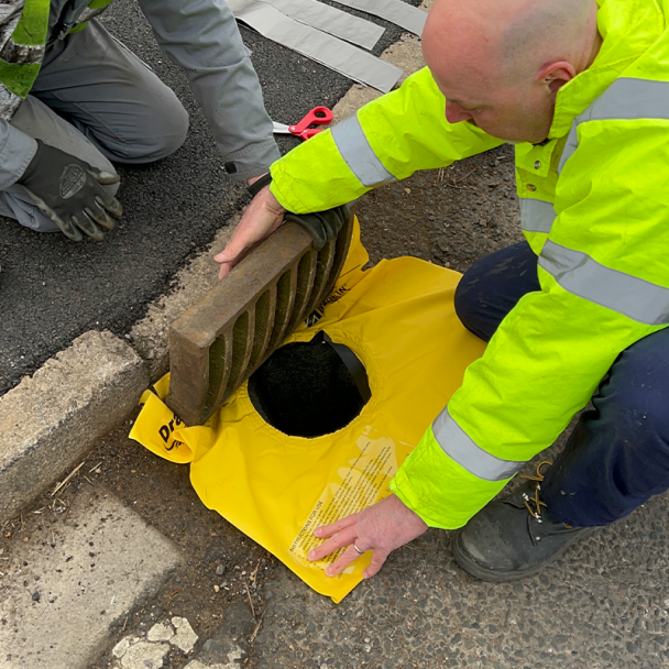 Drain Protector being installed