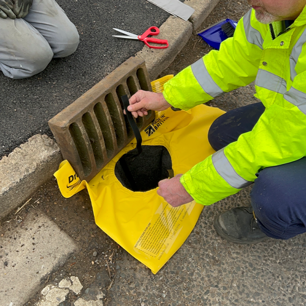 Drain Protector being installed