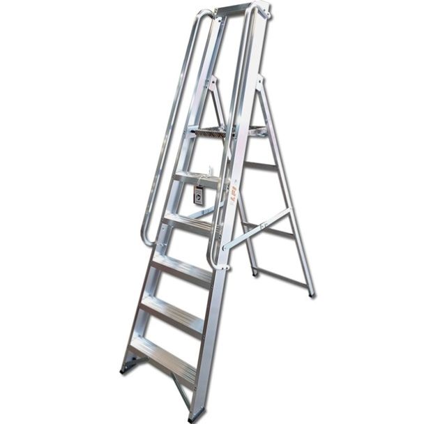 Industrial Aluminium Platform Steps with both Handrails short treads