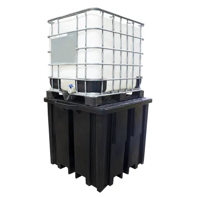 Palette de rétention IBC en polyéthylène recyclé avec accès chariot élévateur Palette de rétention IBC en polyéthylène recyclé avec accès chariot élévateur