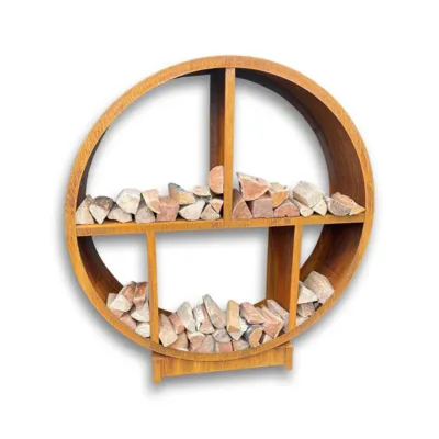 Abri à Bûches en Acier Corten Rond Abri à Bûches en Acier Corten Rond