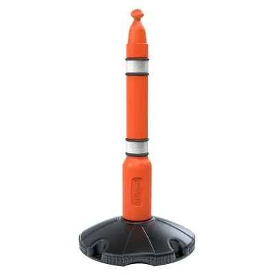 Système de poteau et base pour barrière à sangle rétractable Système de poteau et base pour barrière à sangle rétractable